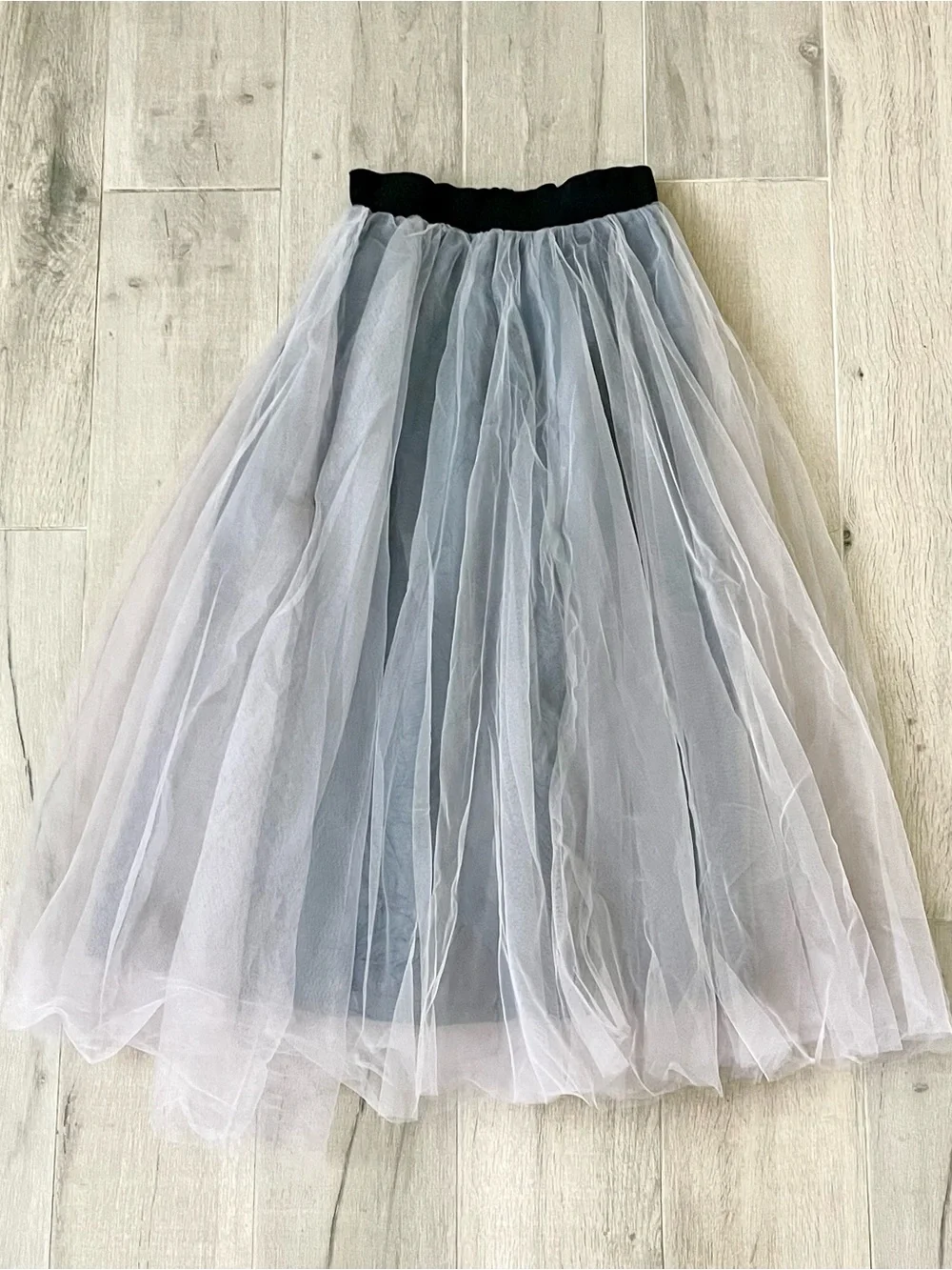CARAMEL FS Gray Tulle Midi Skirt XS | Fairycore Balletcore Layered Mesh Skirt